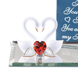 Soul Mate Swans Figurine, Crystal Heart, Handmade Glass Figurine, Valentine's Day Gift, Mother's Day, Anniversary Gift, Wedding Gift