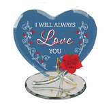 I Will Always Love You Red Rose Handcrafted Glass Gift Figurine