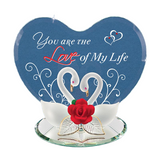 Love of My Life Swan Pair Handcrafted Glass Figurine with Rose