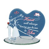 Coming Home Handcrafted Glass Couple Figurine with Heart Plate