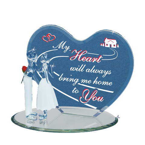 Coming Home Handcrafted Glass Couple Figurine with Heart Plate