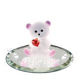 I Love You Bear Handcrafted Glass Figurine with Crystal Heart