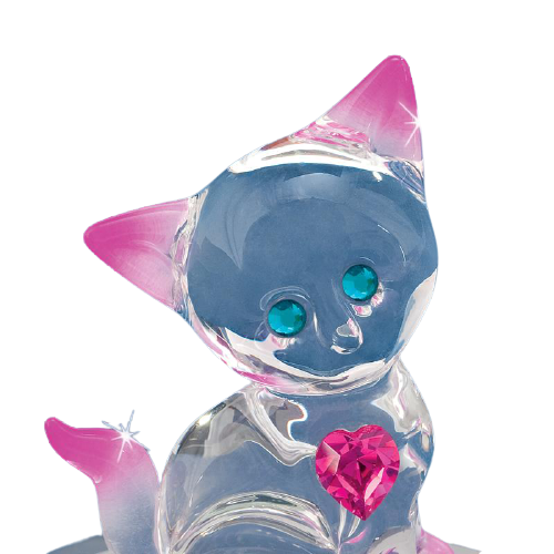 Cat Kitty Glass Figurine with Crystals Accents