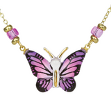 Purple Butterfly Necklace with Gold-Plated Chain