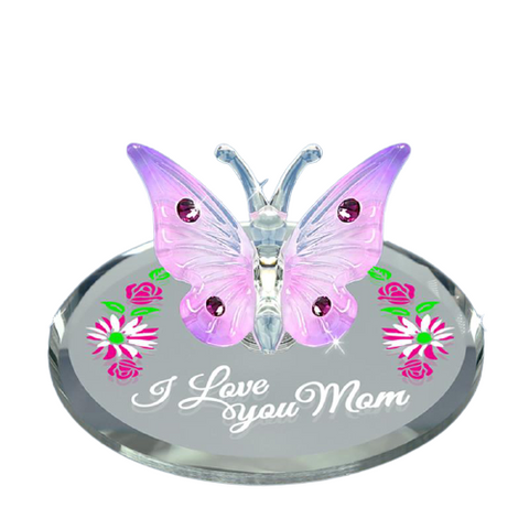 "I Love You Mom" Butterfly Figurine Handcrafted Gift for Mom