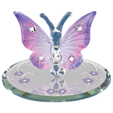 Lavender Butterfly Figurine with Crystals Handcrafted Glass Decoration