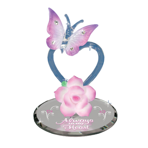 Always in My Heart Butterfly Glass Figurine with Crystal Accents
