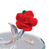 I Love You Rose Handcrafted Glass Figurine on Mirror Base