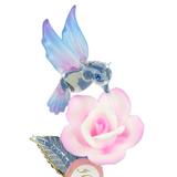 I Love You Mom Hummingbird Figurine Handcrafted Glass Gift with Porcelain Rose