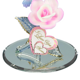 I Love You Mom Hummingbird Figurine Handcrafted Glass Gift with Porcelain Rose