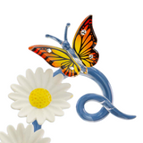 Double Daisy Butterfly Glass Figurine with Crystals