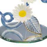 Double Daisy Butterfly Glass Figurine with Crystals