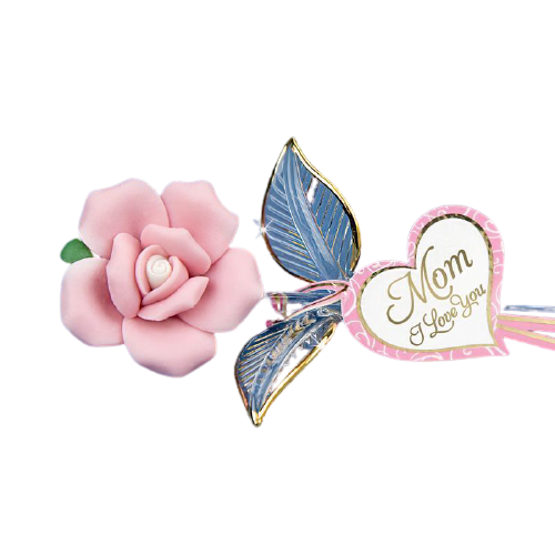 Glass Baron Handcrafted Pink Porcelain Rose Figurine