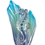 Sea Horse Glass Figurine, Handcrafted Sea Grass, Home Decor, Collectible Gift Ideas