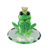 Glass Frog Figurine with Crown Kiss Me Frog Prince Gift Decor