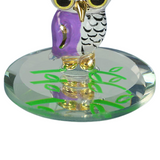 Snowy Owl Handcrafted Glass Figurine with 22Kt Gold & Mirror Base