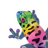 Tropical Glass Frog Figurine with Pink Crystal Eyes Handcrafted Gift
