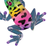 Tropical Glass Frog Figurine with Pink Crystal Eyes Handcrafted Gift