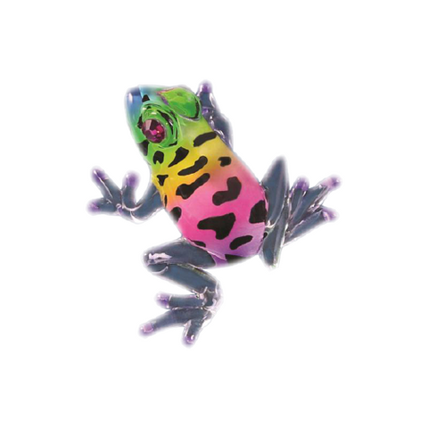 Tropical Glass Frog Figurine with Pink Crystal Eyes Handcrafted Gift