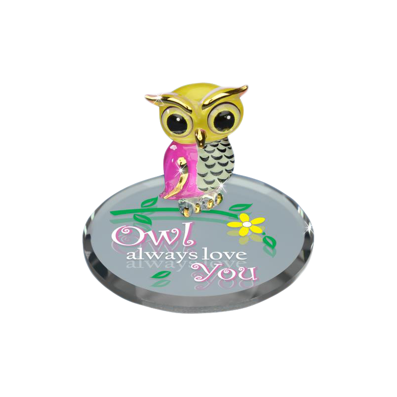 Owl Always Love You Figurine | Handcrafted Glass Owl Gift with Gold Accents