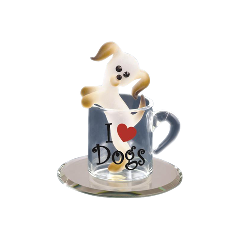 Dog Puppy Sculpture Figurine, Puppy Statue, Handmade Dog Figurine, Gift for Dog Lover, Home Desktop Table Glass Figurine, Christmas Gift
