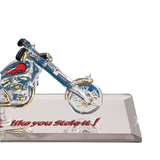 Ride It! Glass Motorcycle Figurine Chopper with Gold & Crystals