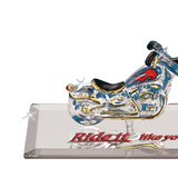 Ride It! Glass Motorcycle Figurine Chopper with Gold & Crystals