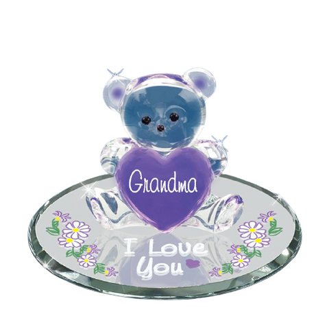 Grandma I Love You Gift Figurine, Glass Bear Gift For Mom, Grandma Mother's Day Gift, Valentine Gift for Grandmother