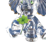 Lucky the Elephant Figurine with Clover Handcrafted Glass Gift