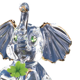 Lucky the Elephant Figurine with Clover Handcrafted Glass Gift