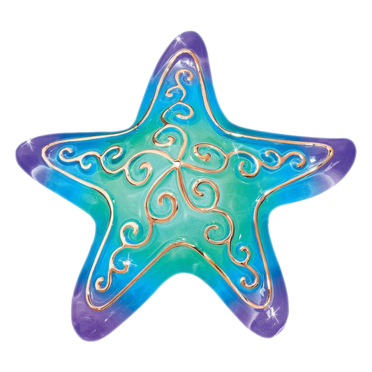 Glass Ocean Jewel Starfish Figurine with 22Kt Gold Accents