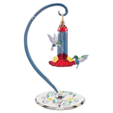 Handcrafted Glass Hummingbird Feeder Figurine