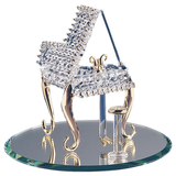 Glass Piano Figurine Decor Gift Handcrafted with 22Kt Gold Accents