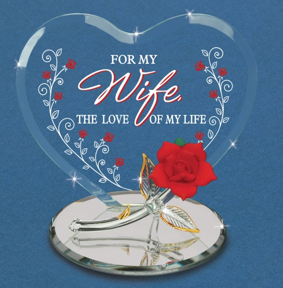 Glass Red Rose For My Wife Collectible Figurine