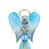 Handcrafted Heavenly Blue Angel Glass Figurine with Crystals and Gold