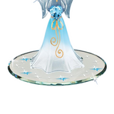 Handcrafted Heavenly Blue Angel Glass Figurine with Crystals and Gold