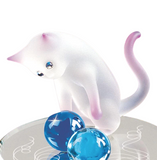 Curious Cat Glass Figurine with Marbles Cute Gift for Cat Lovers