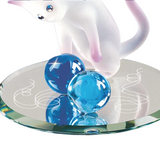 Curious Cat Glass Figurine with Marbles Cute Gift for Cat Lovers