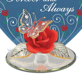 "I Love You Always" Butterfly & Rose Handcrafted Glass Figurine