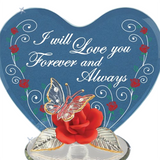 "I Love You Always" Butterfly & Rose Handcrafted Glass Figurine