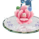 I Love You Mom Hummingbird Figurine Glass Rose Gift for Mother