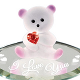 I Love You Bear Handcrafted Glass Figurine with Crystal Heart