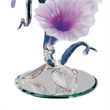 Hummingbird with Fuchsia Flower Handcrafted Glass Figurine with Crystals