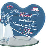 Coming Home Handcrafted Glass Couple Figurine with Heart Plate