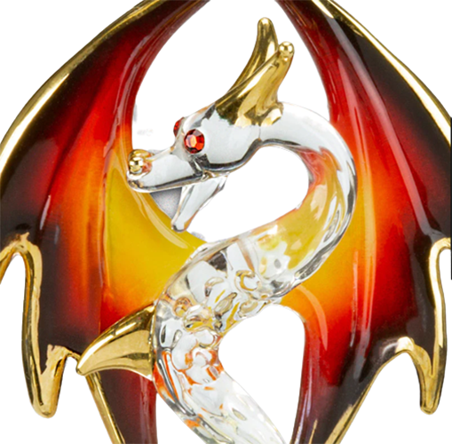 Dragon Necklace | Glass Dragon Pendant on 18" Gold Plated Chain | Fantasy Jewelry
