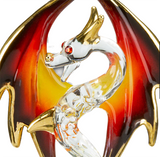 Dragon Necklace | Handcrafted Glass Pendant with Crystals on 18" Gold Chain