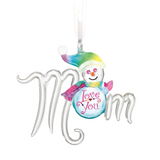 Snow Mom Ornament Handcrafted Glass Snowman Christmas Decoration for Mom