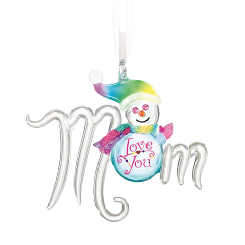 Snow Mom Ornament Handcrafted Glass Snowman Christmas Decoration for Mom