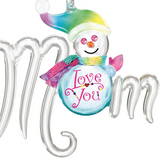 Snow Mom Ornament Handcrafted Glass Snowman Christmas Decoration for Mom