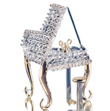 Glass Piano Figurine Decor Gift Handcrafted with 22Kt Gold Accents